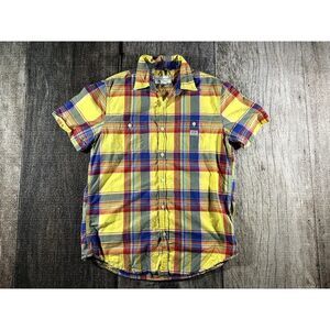 Denim & Supply Ralph Lauren Short Sleeve Shirt Mens Large Yellow Plaid Preppy